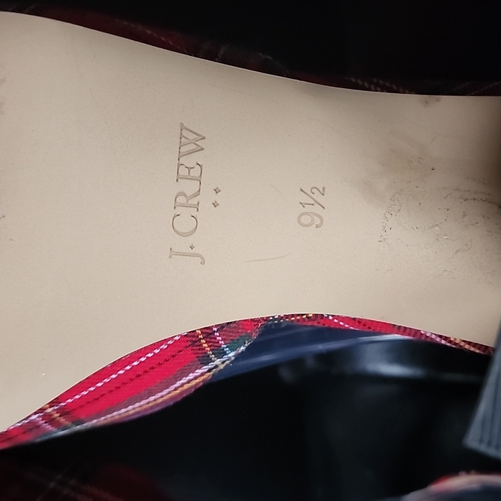 J. Crew Factory Tartan Plaid Ankle-Strap Block Heels Red Holiday Pumps Size 9.5 - Picture 7 of 9